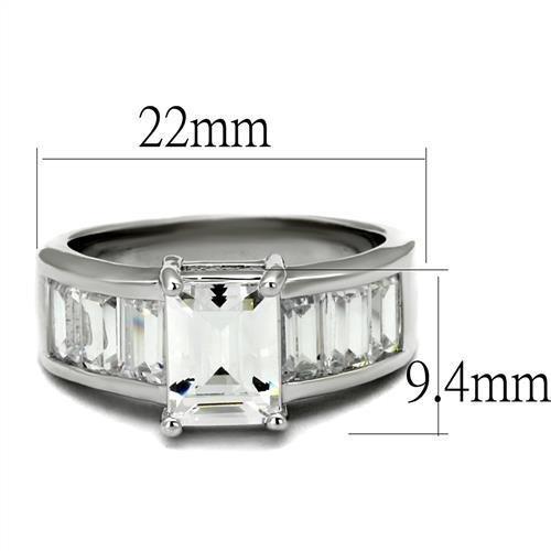 3W1086 - Rhodium Brass Ring with AAA Grade CZ  in Clear-1