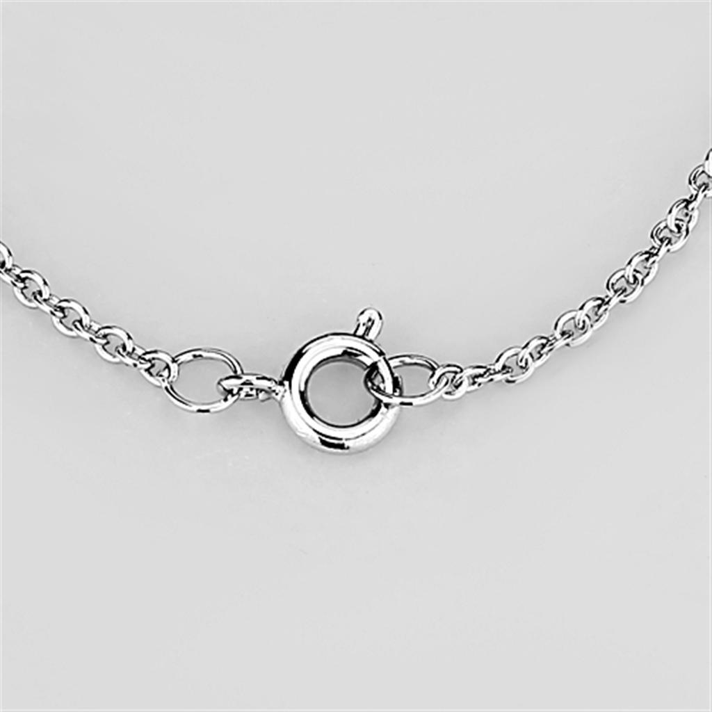 3W456 - Rhodium Brass Necklace with AAA Grade CZ  in Clear-2