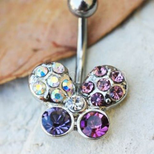 316L Stainless Steel Art of Brilliance Butterfly Gleam Navel Ring-2